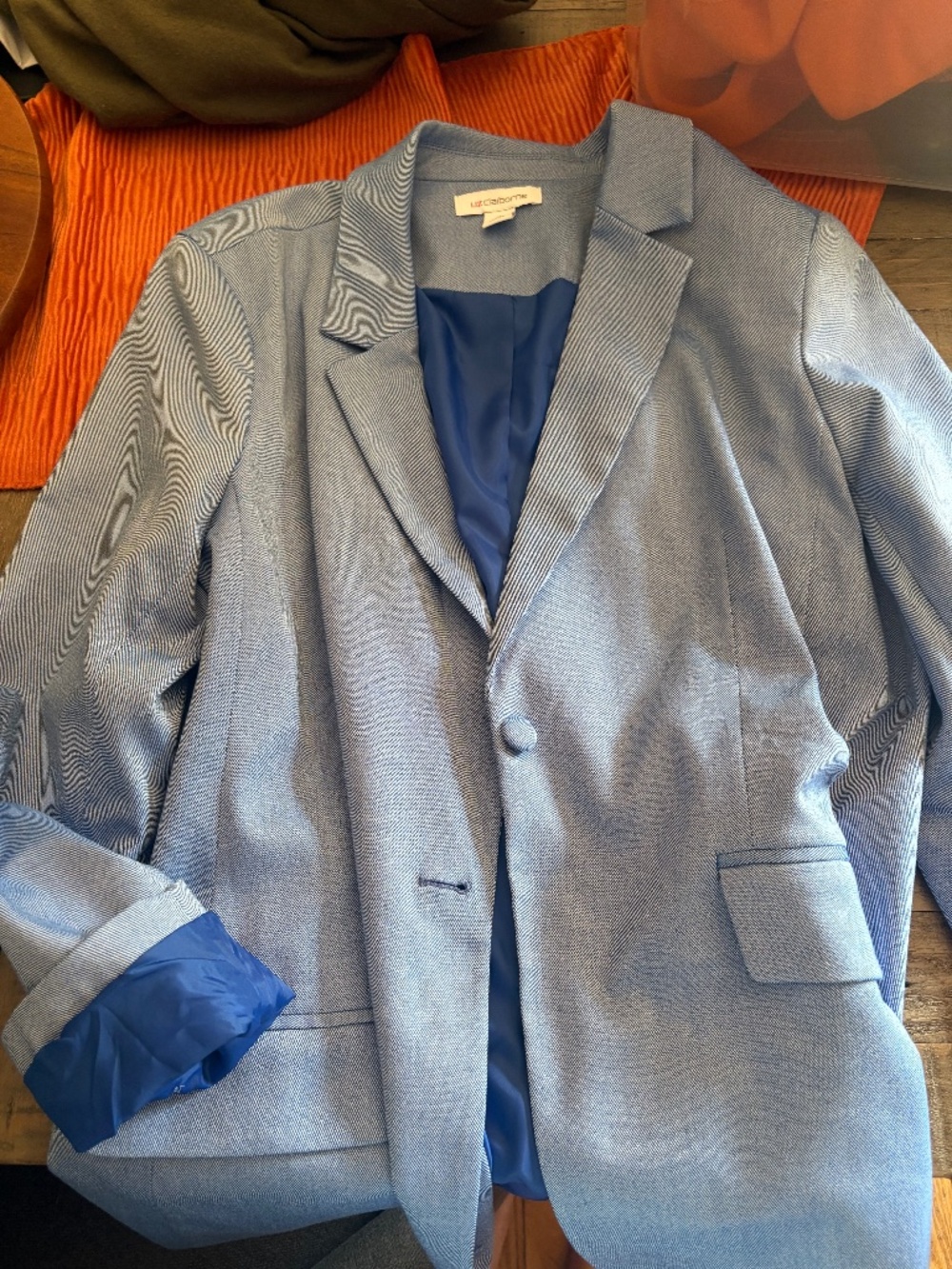Liz Claiborne Size 14 Light Blue Textured Blazer